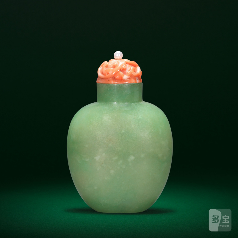 十九世紀 翡翠鼻煙壺 | AN APPLE-GREEN JADEITE SNUFF BOTTLE - 图3
